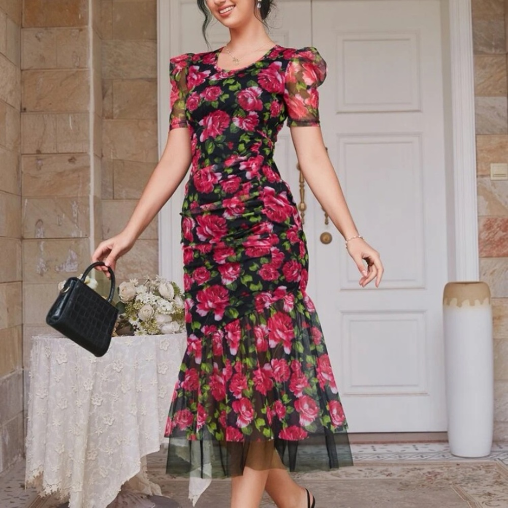 Floral Print Midi Dress